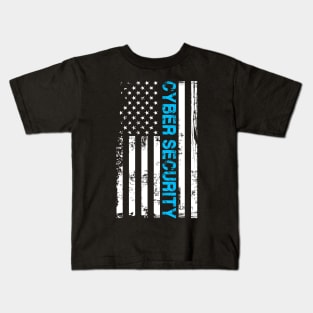 Cybersecurity US Flag Tech Security Kids T-Shirt